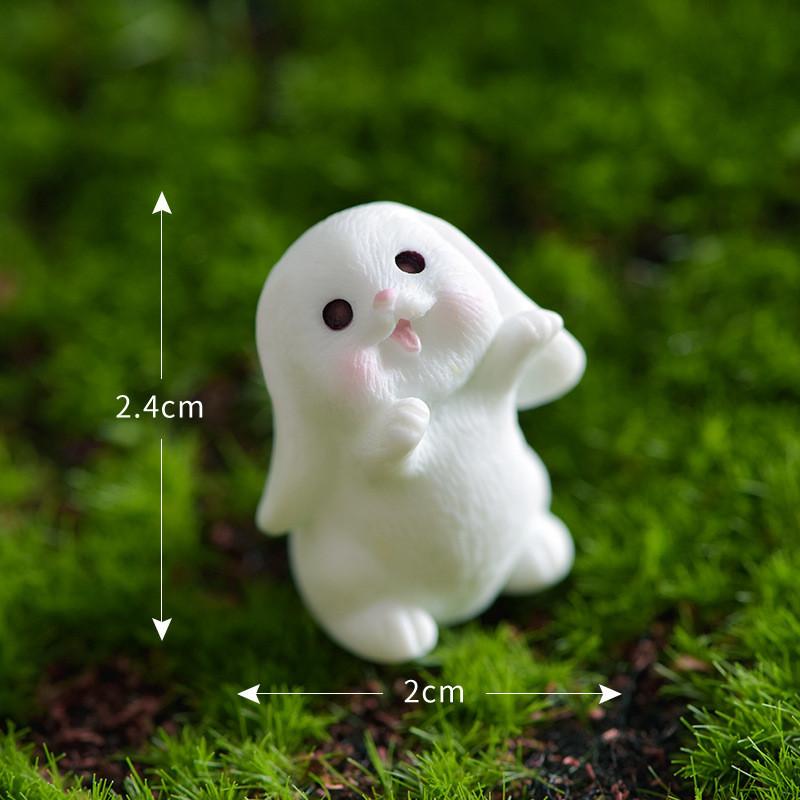 Resin Rabbit White Figurines Toy Model Desktop Car Decoration Accessories Gift