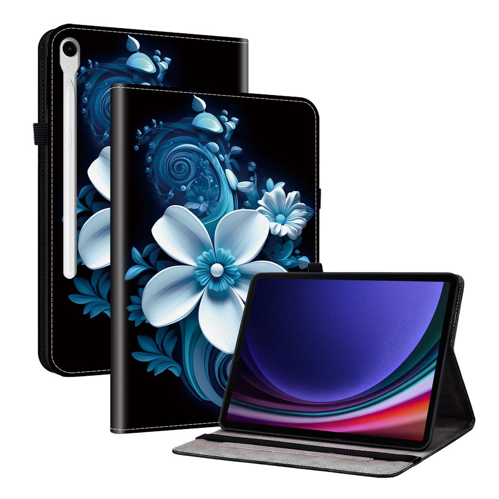 Capa de Tablet de Couro PU para Samsung Galaxy Tab S9 FE (10.9")-11 estilos! Durável, com 2 compartimentos para suporte, porta-lápis e compartimentos para cartões, capa traseira de TPU flexível