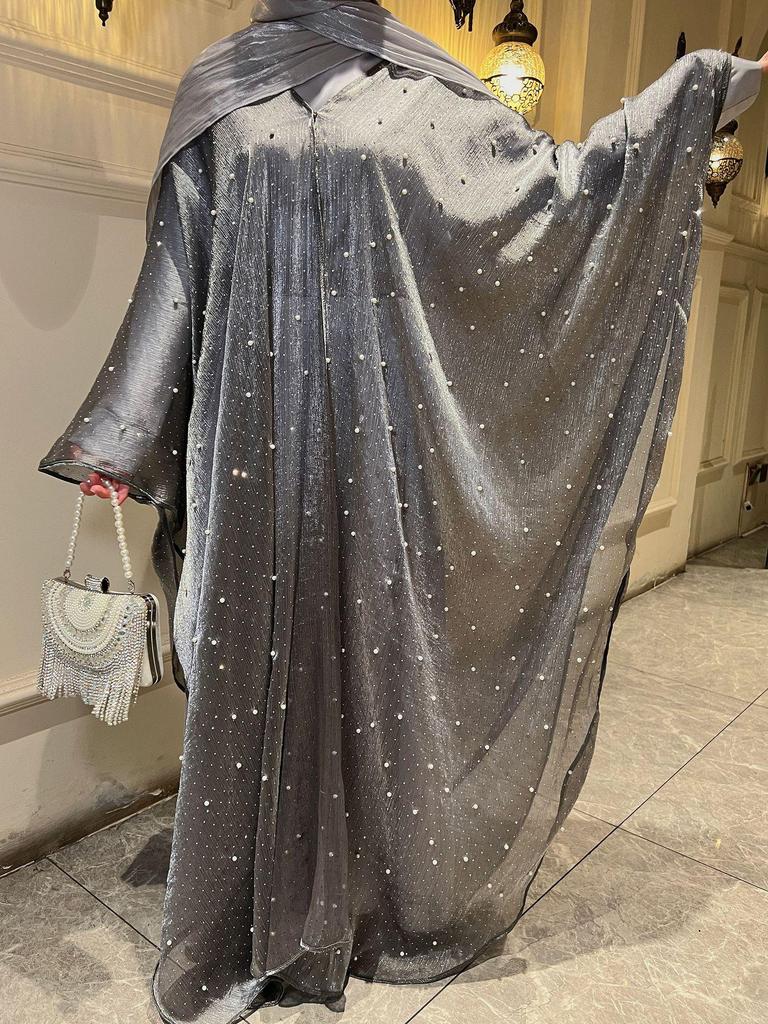 Damen Muslimische Abaya mit Perlen: Elegantes langes Robenkleid mit Sternenhimmel