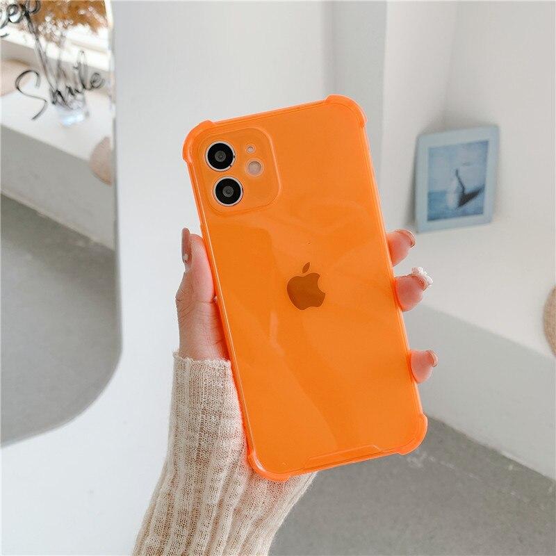 

Силіконовий захисний чохол для телефону для iPhone 16 15 14 11 12 13 Pro Max 8 7 6S Plus XR XS Max X SE2020 Протиударна м яка прозора кришка iPhone 15Plus помаранчевий