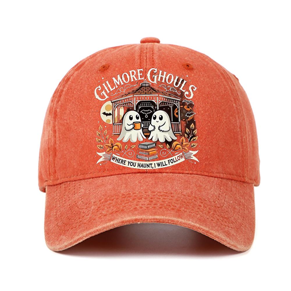 Letter Ghost Printed Baseball Cap for Men and Women, Adjustable Outdoor Sun Protection Hat, Halloween Holiday Gift Decoration