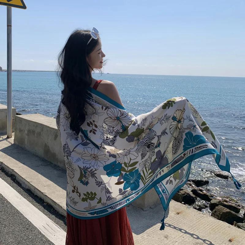 90x180cm Bikini Bathing Swimwear Cover Up Sarong Wrap Scarf Twill Cotton Pareo Beach Cover-Ups Women Large Beach Dress