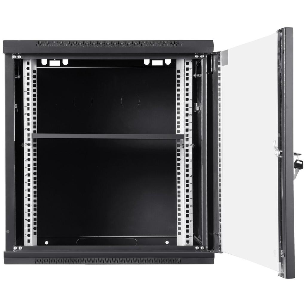 12U Wall Mount Network Server Cabinet, 15.5'' Deep, Server Rack Cabinet Enclosure, 200 lbs Max. Ground-mounted Load Capacity, with Locking Glass Door