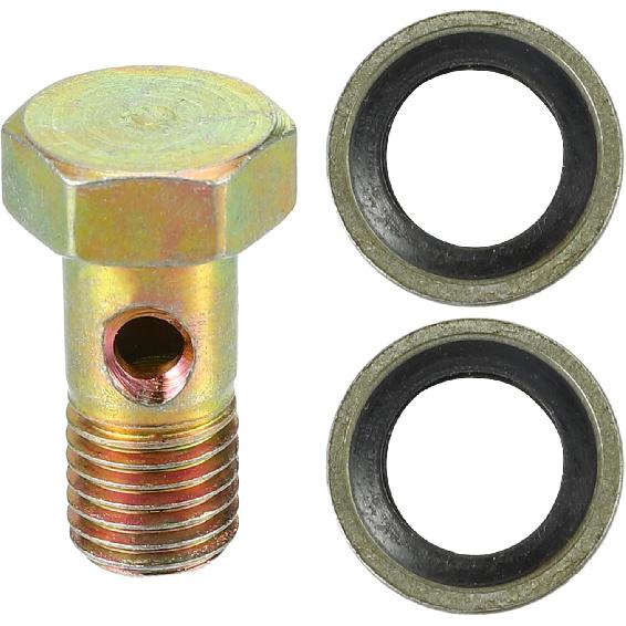 

Single Banjo Bolt Kit, M12x1.25 Length 32mm Metric Thread Turbo Brake Line Fitting Adapter Universal for Car Durable Metal Bronze Tone W/Washers M8*1*23
