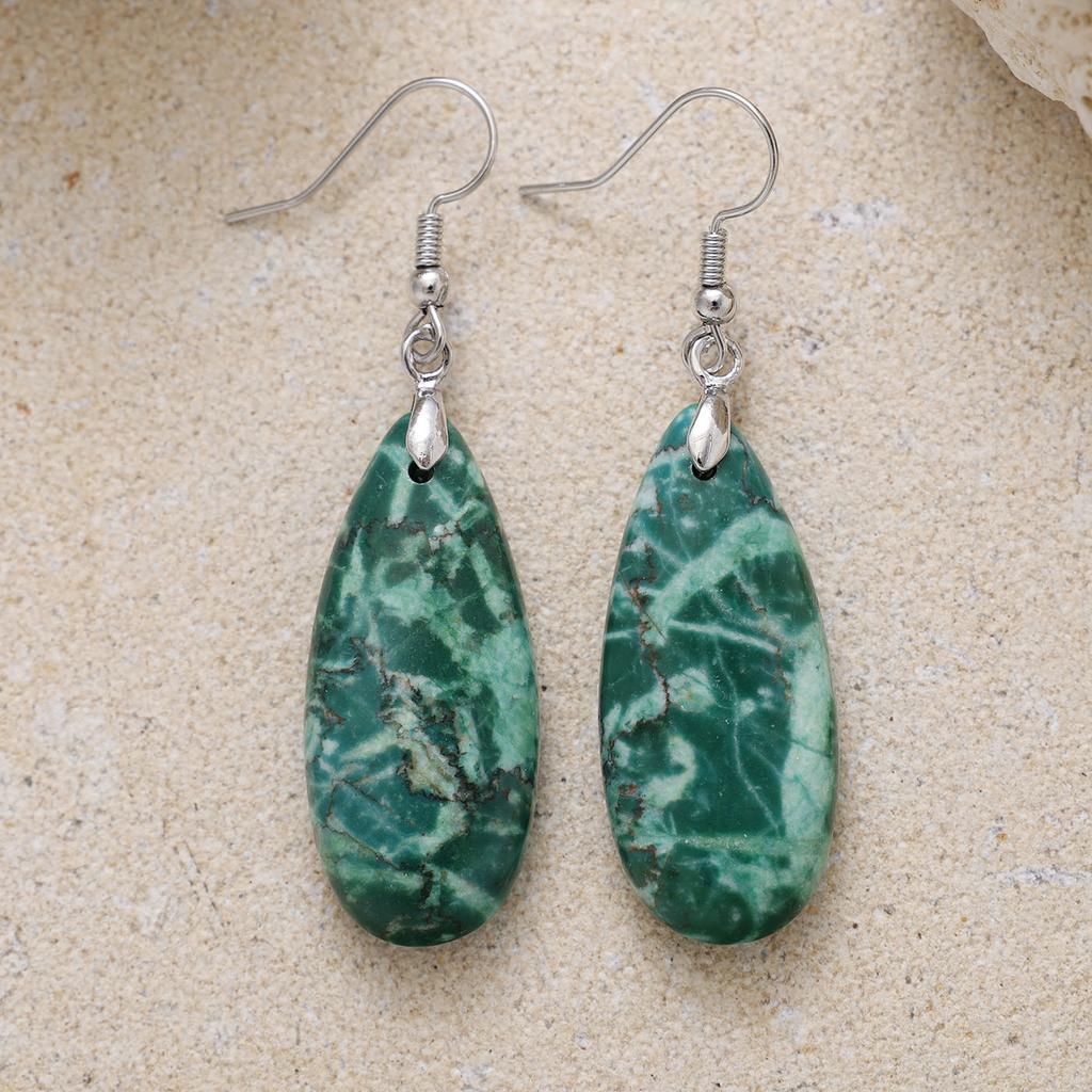 Luxury High Quality Natural Emperor Stone Water Drop Earrings Earrings European and American Popular Retro Jewelry