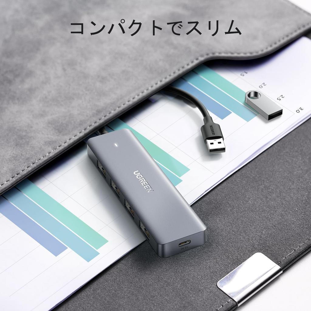 UGREEN USB Hub 4 Port Erweiterung USB Hub USB C Stromversorgung USB High Speed Hub Leicht PS5 PS4 OS Kompatibel mit LED Lampe 3.0