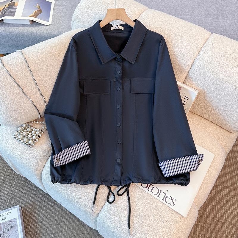 A Two-piece Set of Oversized Women's Autumn and Winter Versatile Drawstring Design Coat and Cargo Pants