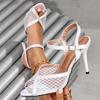 Fashion Eilyken New Fashion Pointed Toe Hollow Out Mesh Women Sandals Summer Buckle Strap Thin High Heels Female Shoes