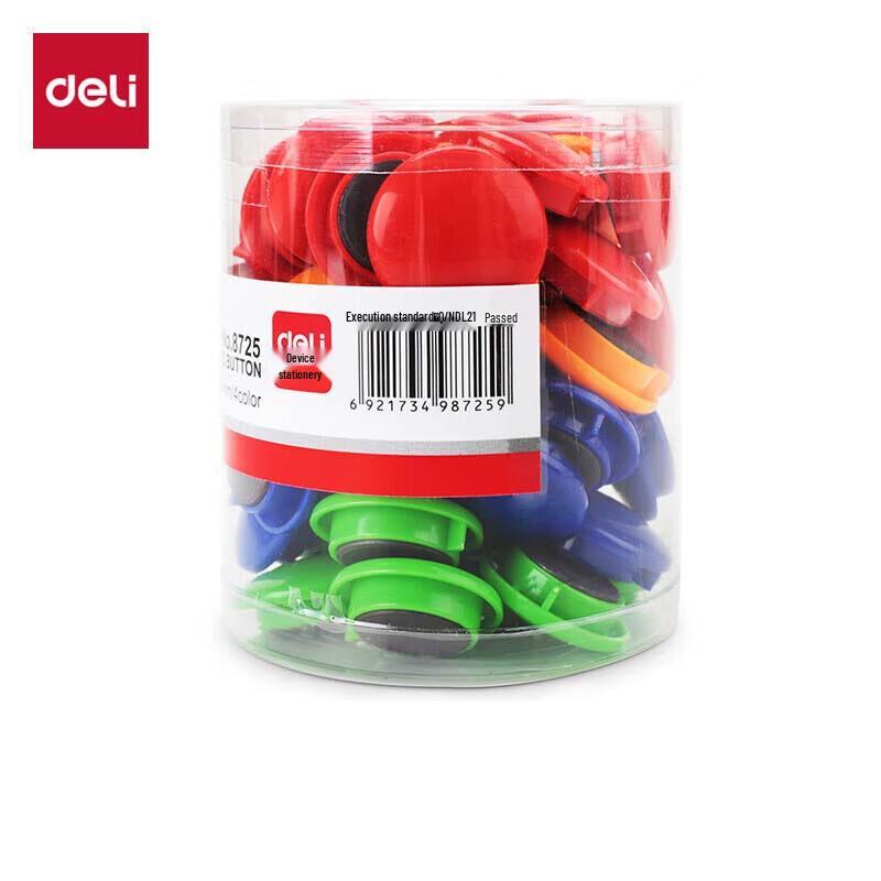 Deli 30mm Colored Magnetic Pushpins, 48-Pack