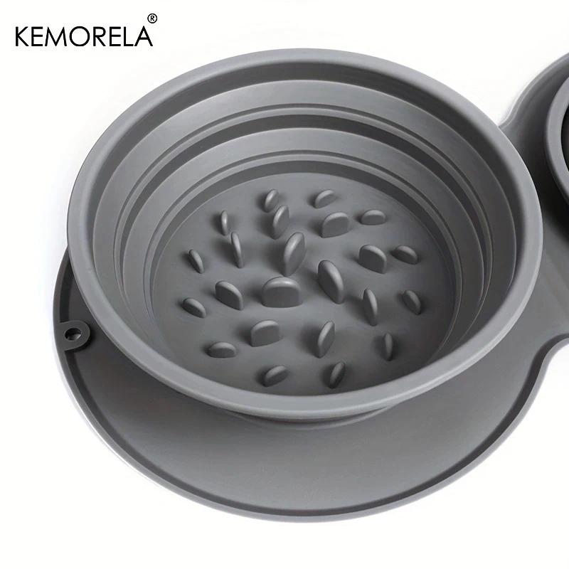 Hund tragbare Schüssel Outdoor Haustierfutter Doppelschüsseln faltbar rutschfest Anti-Würgen langsam füttern Silikon Katze Reise Schüssel Haustierbedarf