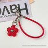 Cross-Border PU Leather Sunflower Keychain and Phone Lanyard, Color-Blocked Flower Pendant for Women's Bags.