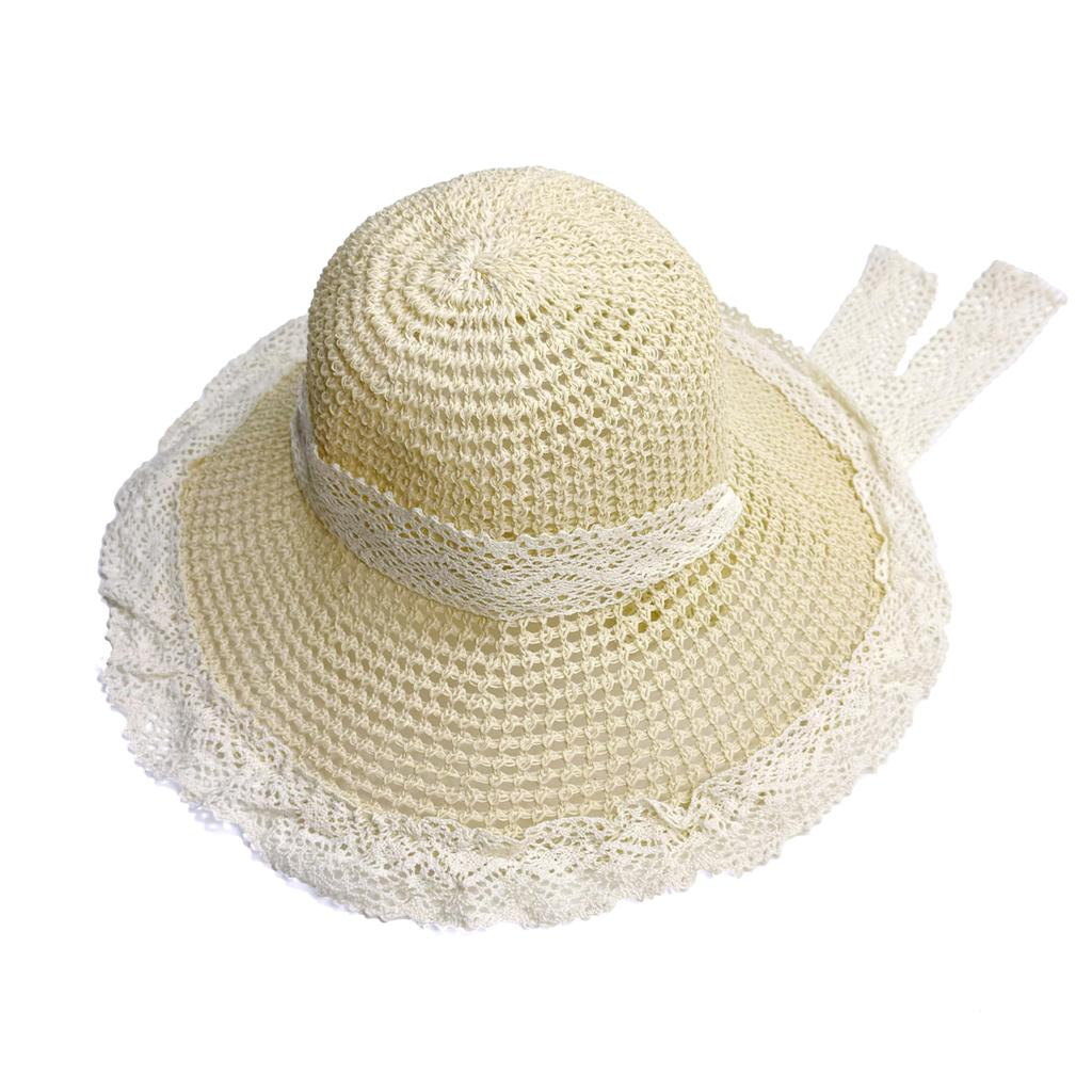 Straw UV Sun Wide Large Lace Sun Protection [NAMEOF] Women's Hat, Protection, Hat, Face-Slimming Effect, Brim, Spring/Summer, Size, Ribbon, Foldable,