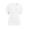 Lazy wind loose V-neck short-sleeved T-shirt women's large size bottoming shirt bat-sleeved blouse waist versatile solid color top