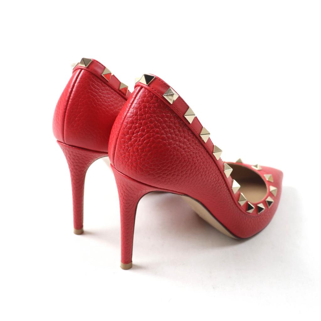 Great Valentino Garavani pumps Rock stud pointed toe Red leather Women 36 Used