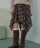Pink Pineapple Frost Check Layered Skirt_Brown