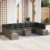 11-piece Garden Sofa Set with Grey Cushions In Poly Rattan Acacia 3356849