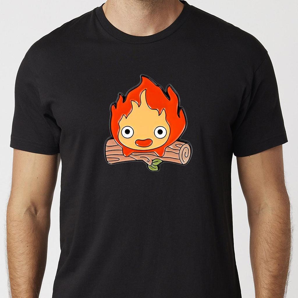 Calcifer T-Shirt Black Or White Tee Anime Unisex Uneek T-Shirt