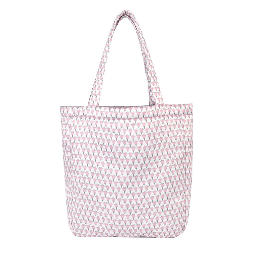 Kusguru Japan Parlor Suzuran-do Satijnen Print Tote Bag, Dames, 258059, Roze