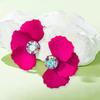 Neue Sommer Ohrringe aus Metall mit eingelegten Strassblumen, Fächer-Trend, Metall-Blütenstecker