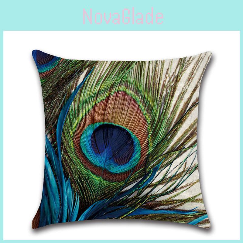 Elegant Peacock Feathers Sofa Bed Car Home Decoration Pillow Case For Stylish Interiors