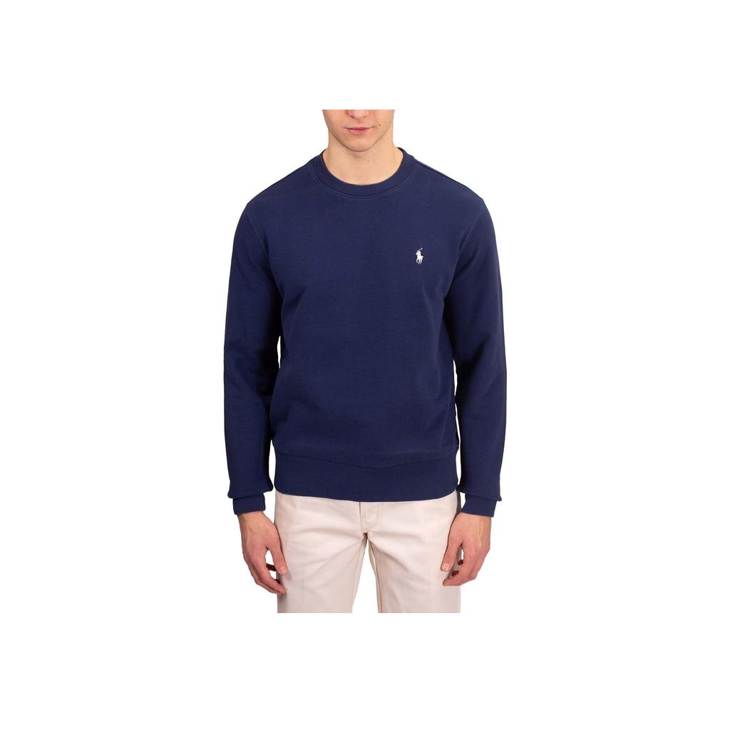 Polo Ralph Lauren FW23 Solid Color Small Pony Logo Embroidered Crew Neck Long Sleeve Fleece Sweatshirt Men sweatshirt Navy-Blue MNPOKNI16821901-410