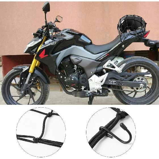Motorcycle Cargo Net, 2Pack 15.7"x15.7", Heavy Duty Bungee Net Stretches to 31.5"x31.5", Gear Helmet Luggage Thicken Netting with 2"x2" Small Mesh &