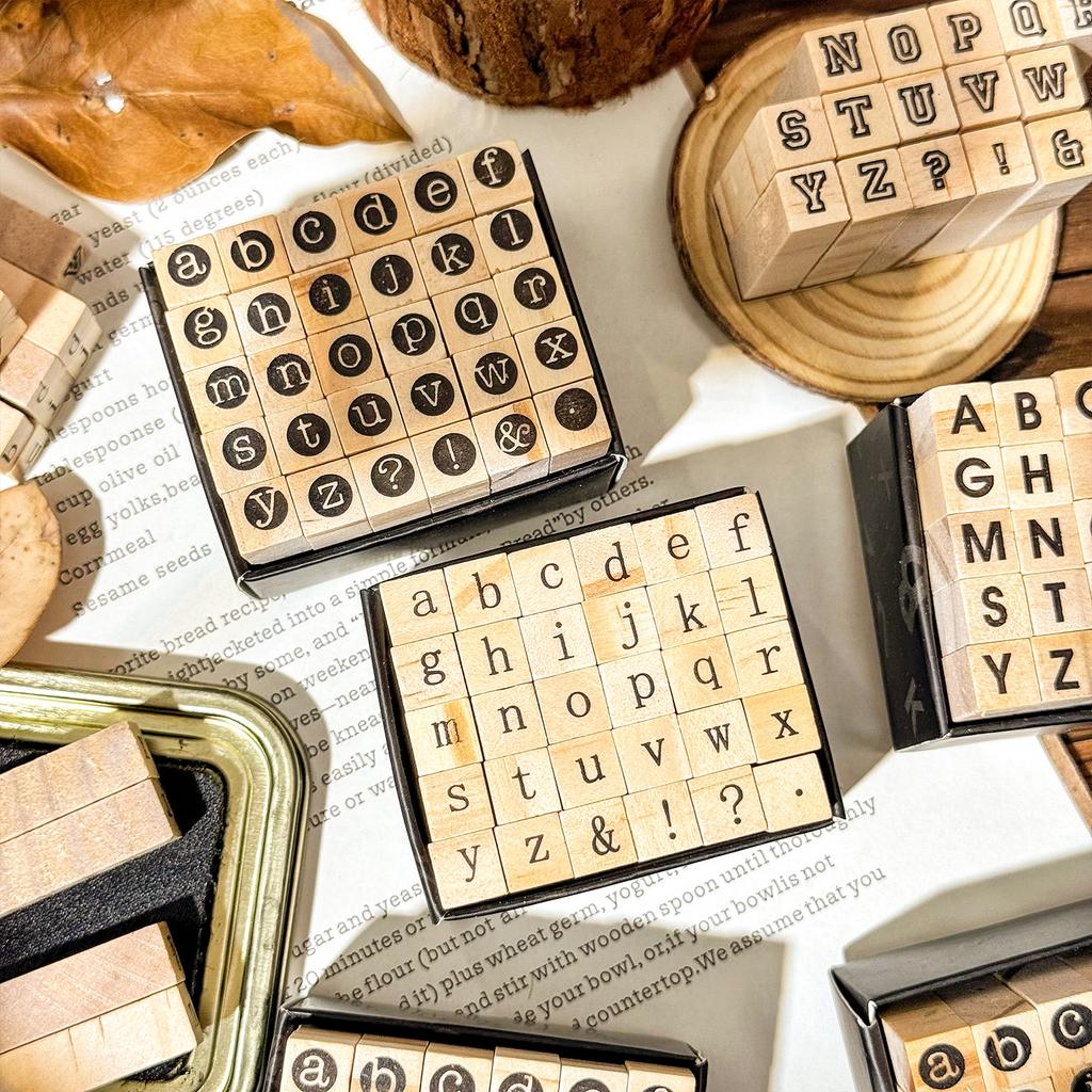 30 Pcs Symbols Retro A-Z Letters English Digital Hand Notes Seal Typewriter Series Decorative Printing Materials Wood Stamp Set