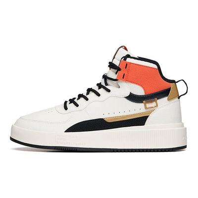 Lifestyle Series Trendy Versatile Casual High-Top Skate Shoes Men Sneakers White Black Orange 912138011-4