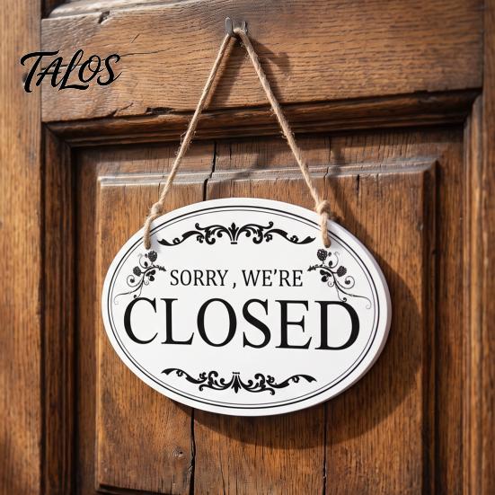 Retro Vintage Door Decor Wooden Open Closed Sign, Double-Sided Hanging Sign with Plaque Frame, Waterproof Storefront Business Indicator, Shop