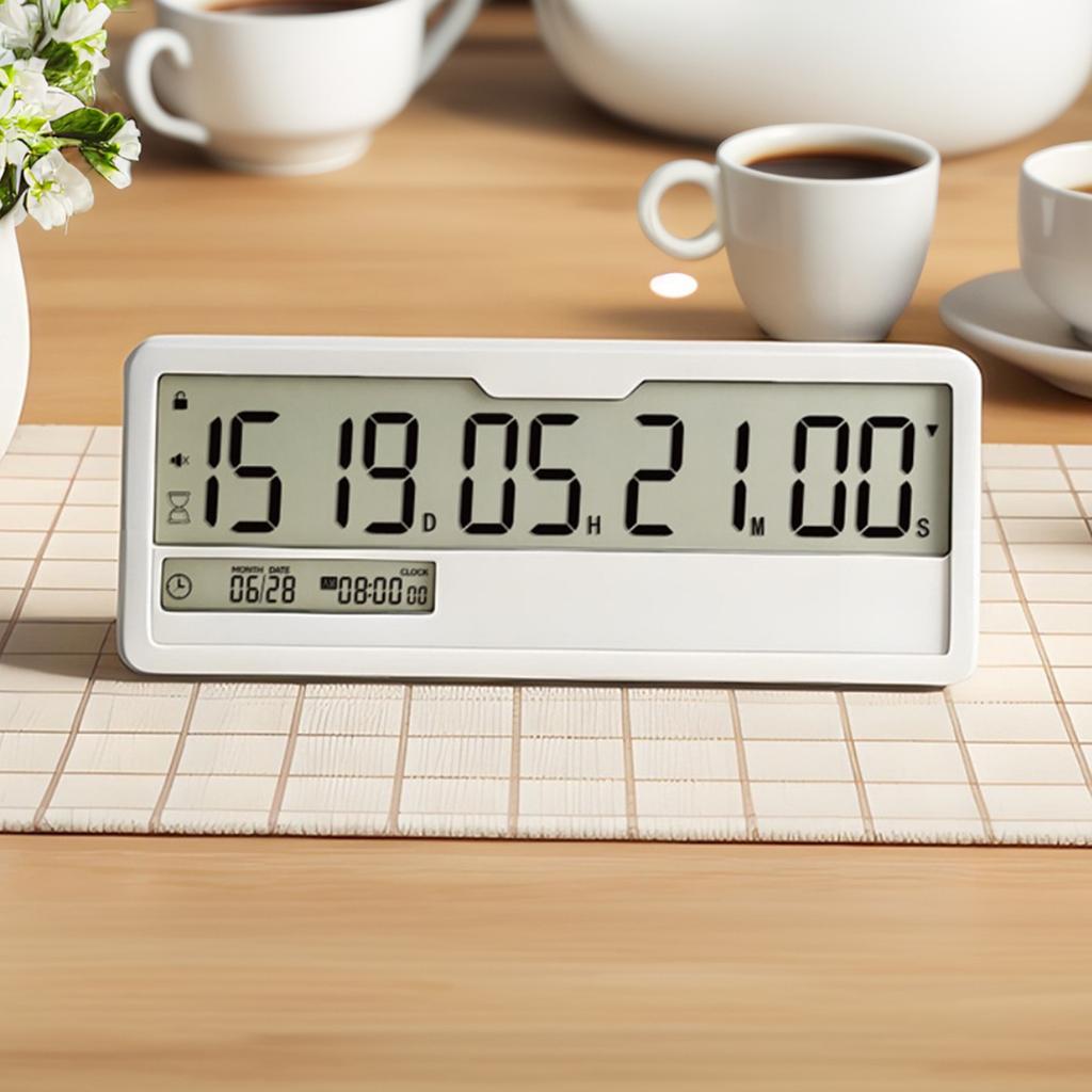 Day Countdown Electronic Timer with Stand Calendar Timer Reminder Large Screen Slim Digital Alarm Clock for Lab School Office