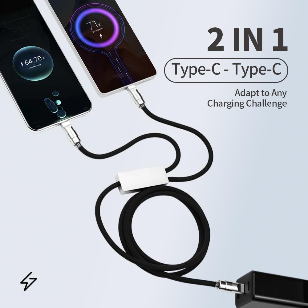 140W 2-in-1 Fast Charging USB-C Male to 8Pin Type-C Male Cable 1.5m Liquid Soft Silicone for iPhone 14 15 16USB Splitter Adapter