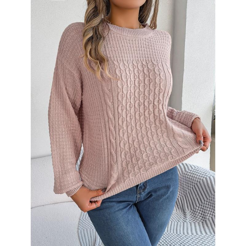 Women's Autumn and Winter Casual Solid Color Twist Lantern Sleeve Sweater