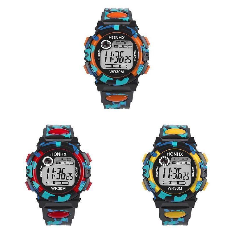 Honhx Men's Multi-functional Led Sports Watch In Stylish Camouflage Design For Students And Kids With Waterproof Features And Night Light
