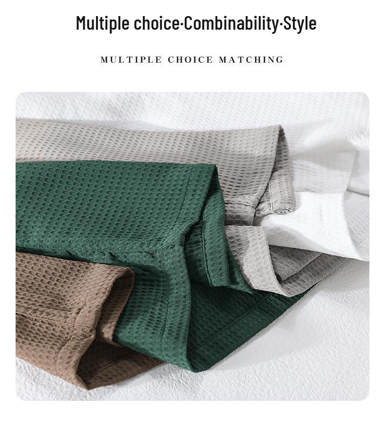 Men's Summer Waffle Short Sleeve Cuban Collar Shirt - Trendy, Comfortable, Versatile