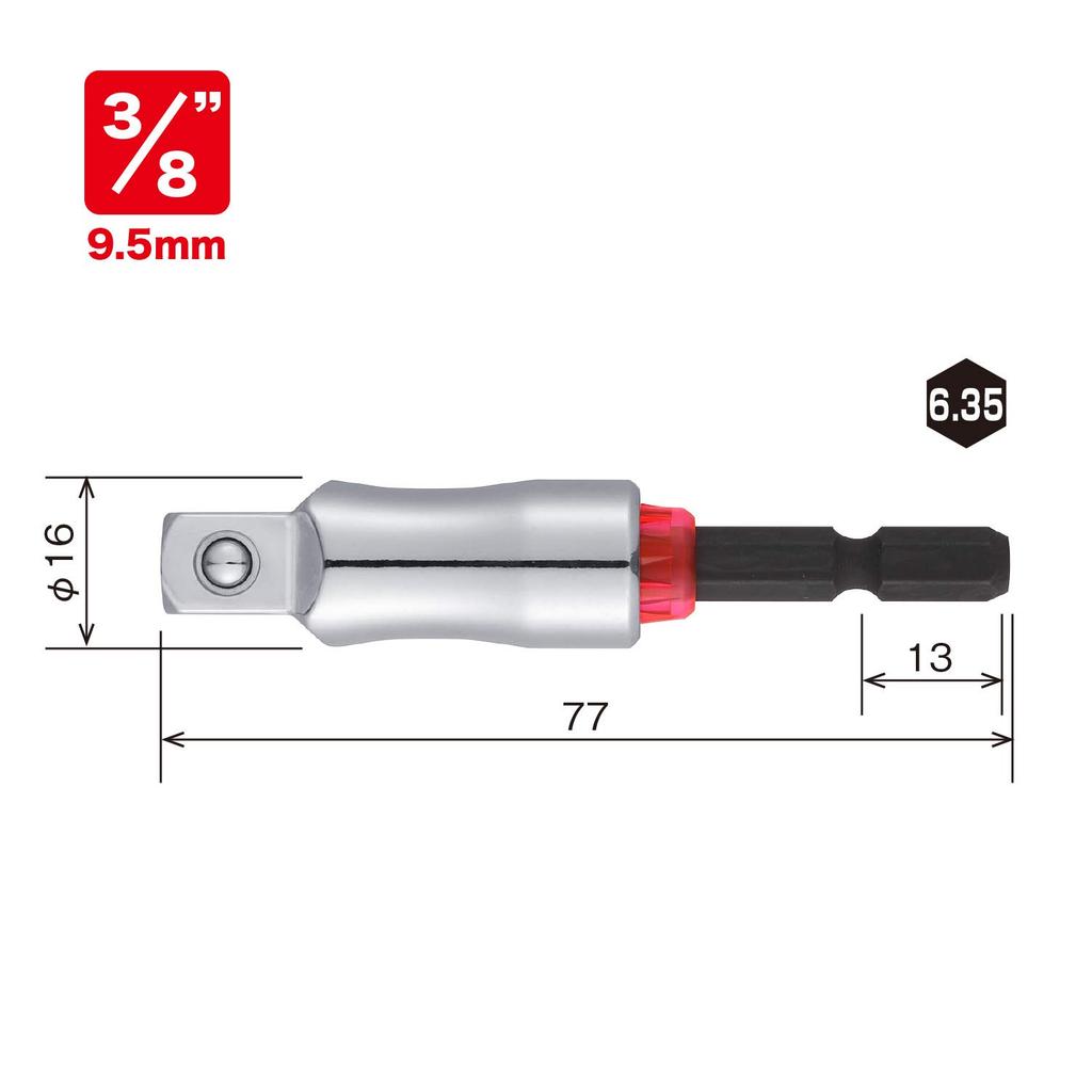 VESSEL Socket x MTA20BSQ3 Adapter, 40V, 9.5SQ 77mm,