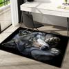 1Pc Wolf Theme Printed Circular Carpet, Home Door Mat, Outdoor Travel Protection Carpet B1