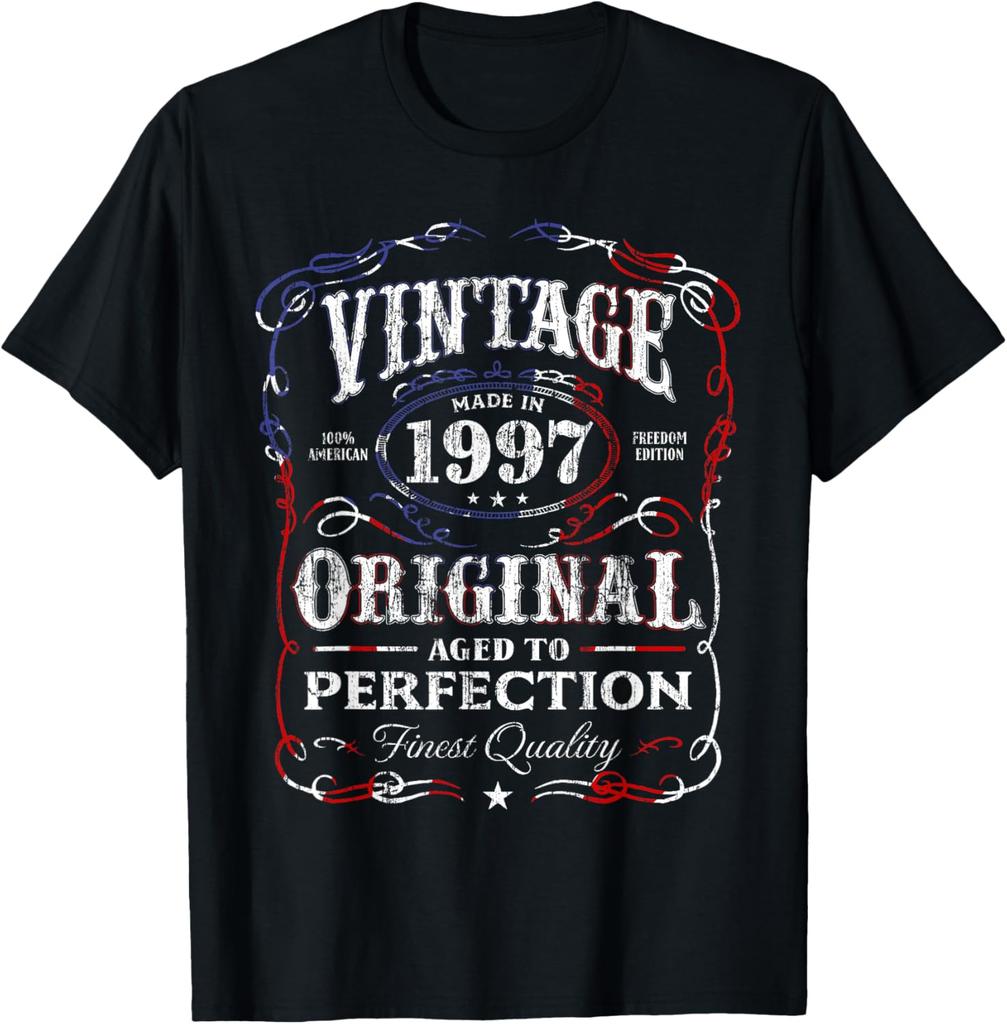 28. Geburtstag T-Shirt 1997 Geburtstagsgeschenke für Unisex Damen T-Shirt Individuell Bedruckte Grafik-T-Shirts Vintage Unisex Kleidung Oberteile