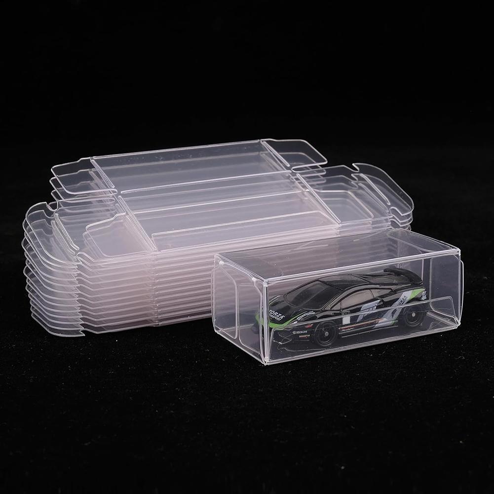 50 Stück Vitrine Klare Spielzeugauto-Modell-Displayboxen 1:64 Spielzeugautos PVC-Schutzbox Hülle Vitrinenbox für HotWheels Staubdicht