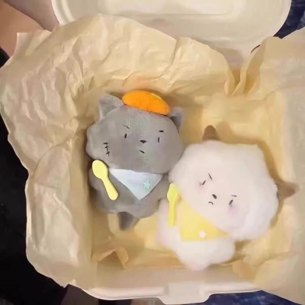 Cute Grey Wolf and Sheep Plush Keychain Doll - Squeaky Stuffed Animal Pendant Gift