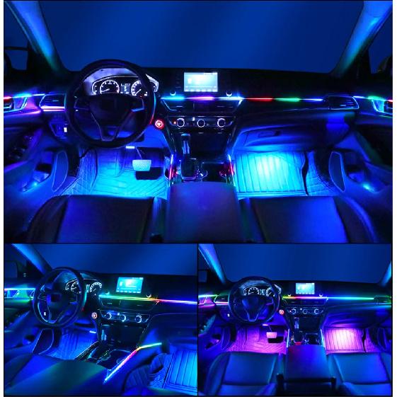 Newest Hidden LED Symphony Dual Zone Car Ambient Light Smoke Matt Black Acrylic Light Strip Interior Decoration Lighting Kit 12V