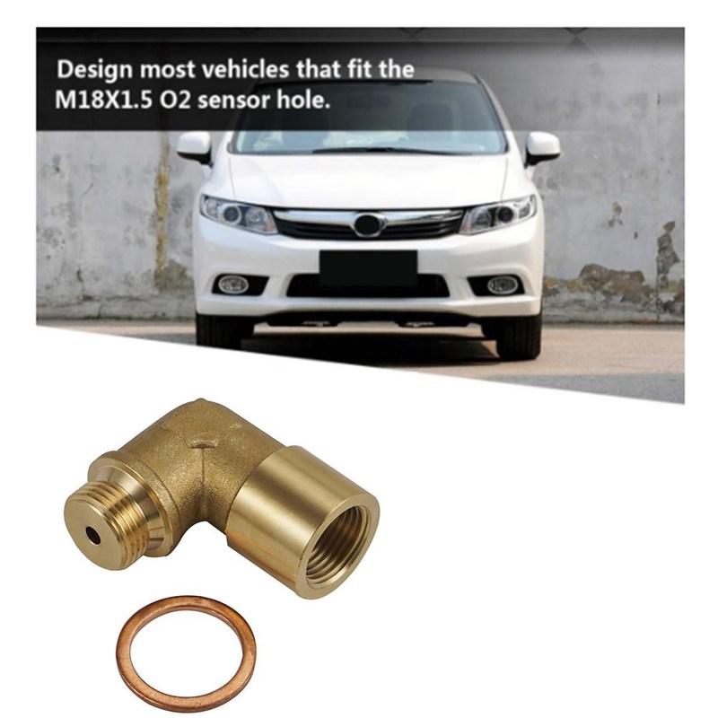 M18 x 1.5 Brass Fitting Universal Connector Plug Kit Exhaust P0420 P0430 90 Degree O2 Oxygen Sensor Spacer Extender Tools