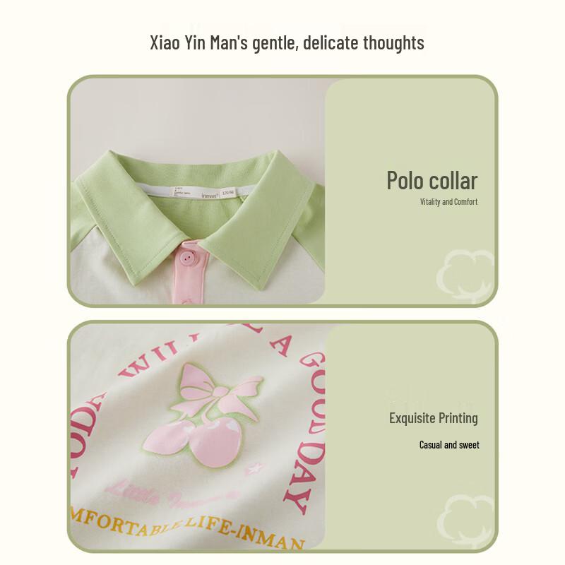 Xiaoyinman Girls' Lapel Short-Sleeve Polo Shirt