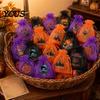 Halloween Pouch 12 Pcs Organza Candy Bag, Drawstring Treat with Pumpkin Ghost Bat Trick or Bag Print, Sheer Favor for Party Snacks, Gift Packaging
