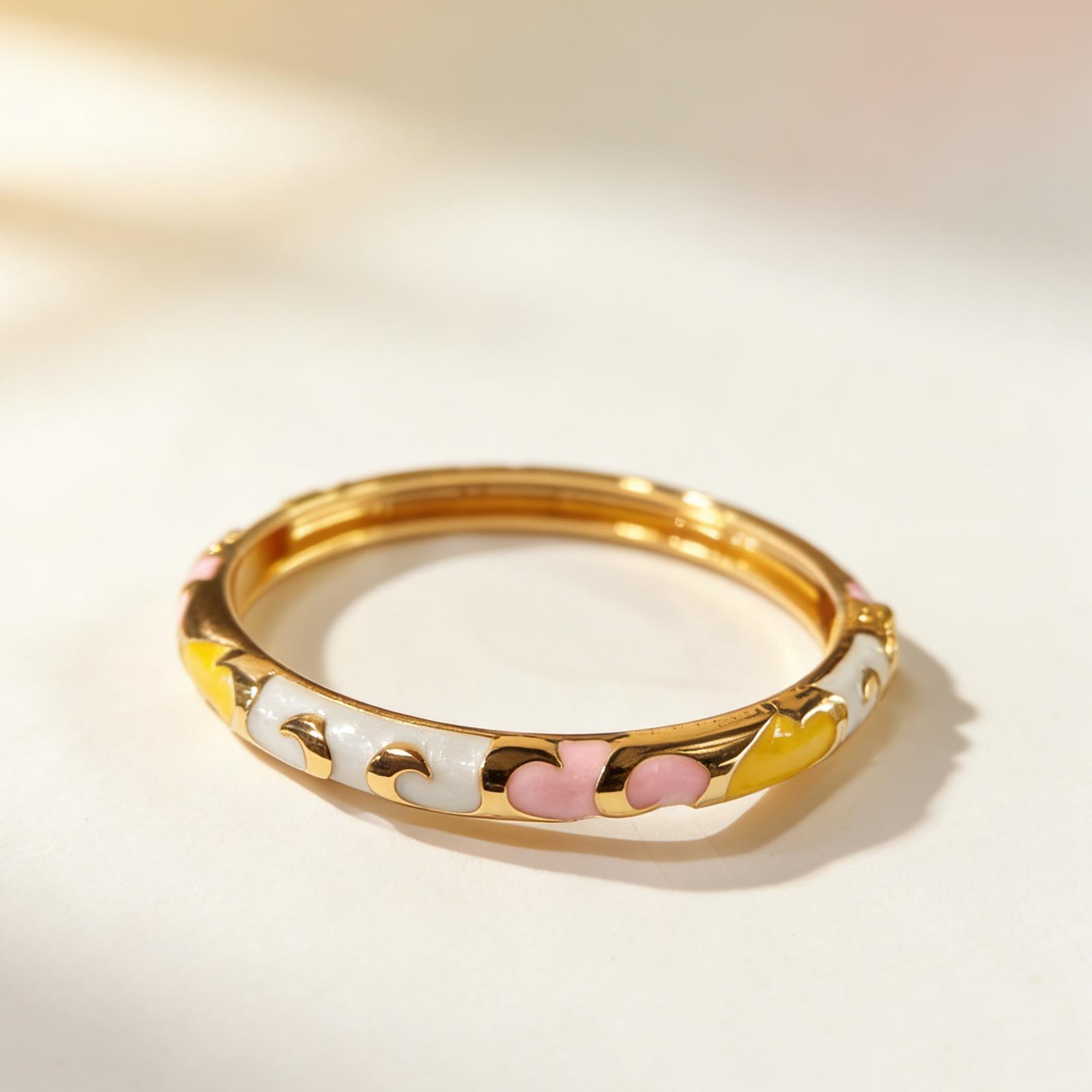 Retro Court Four-leaf Clover Enamel Macaron Multi-color Oil Dripping Bracelet One Size(16-22CM)