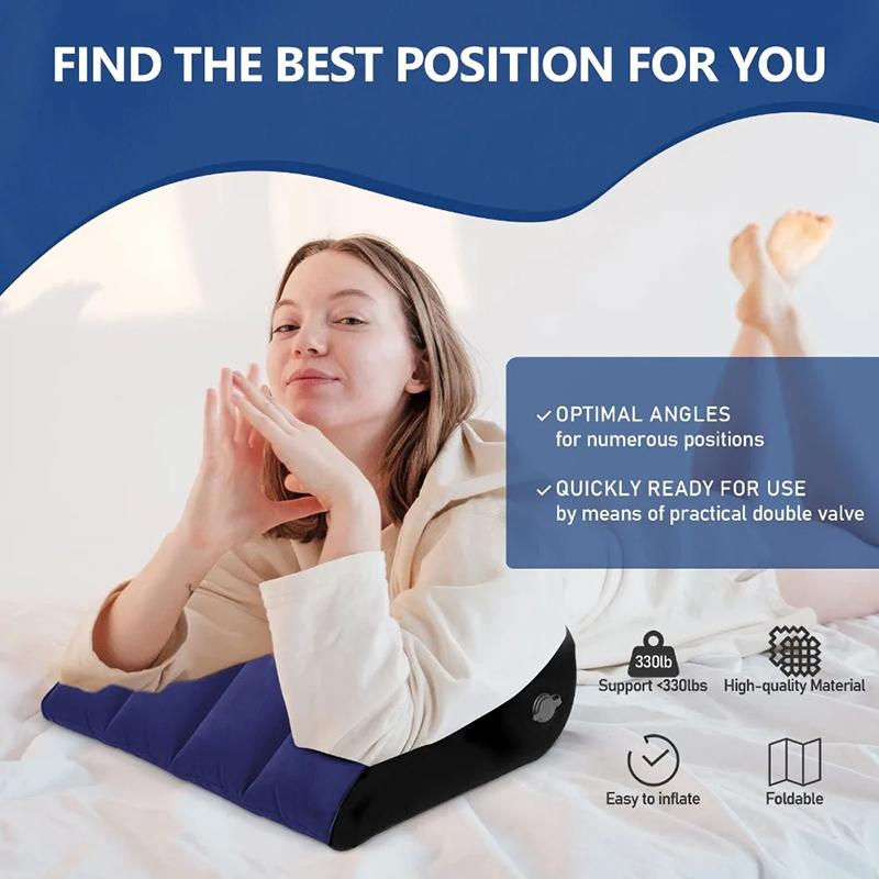 Inflatable PVC Flocking Pillow Wedge Love Pillow Triangle Foldable Master Cushion Labor-saving Sitting Camping Pillow Furniture