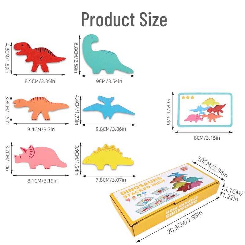 Dinosaur Stacking Blocks: Hand-Eye Coordination & Educational Wooden Toy for Kids