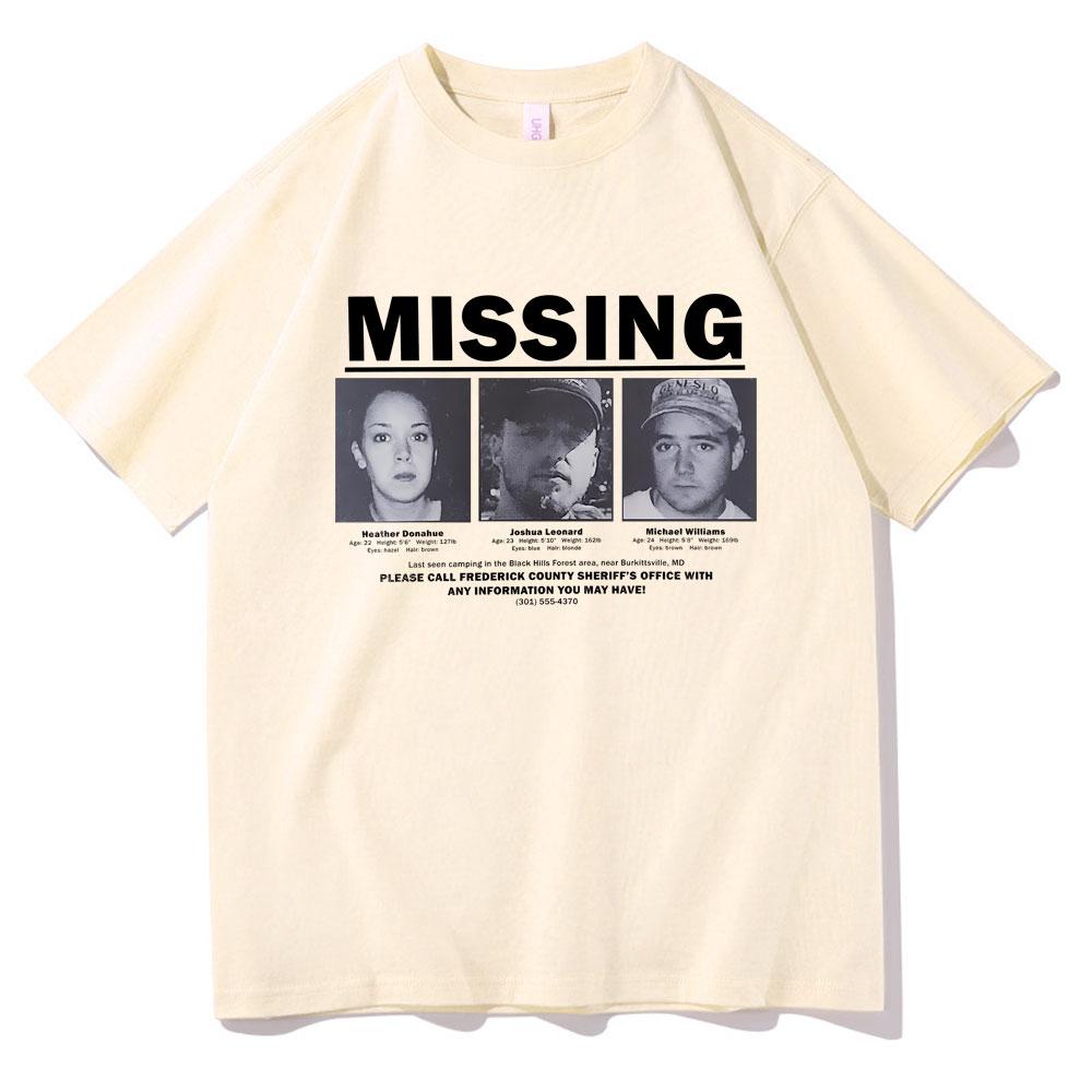 Spannender Horrorfilm The Blair Witch Project Vermisstenfoto T-Shirt Unisex Mode Vintage T-Shirt Unisex Reines Baumwoll-T-Shirts