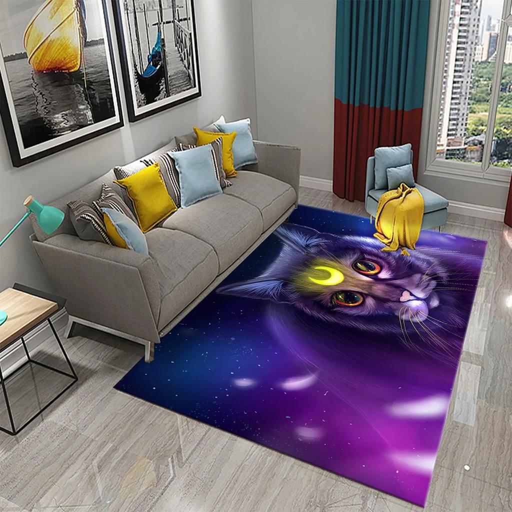 3D Cartoon Niedliche Katze Teppich für Wohnzimmer Badezimmer Kinderzimmer Dekoration Kinder Spielen Krabbeln Weich Rutschfest Bodenmatte Geschenk