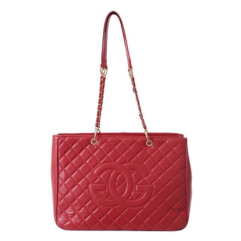 Women's Fashion Diamond Pattern Chain Tote Bag