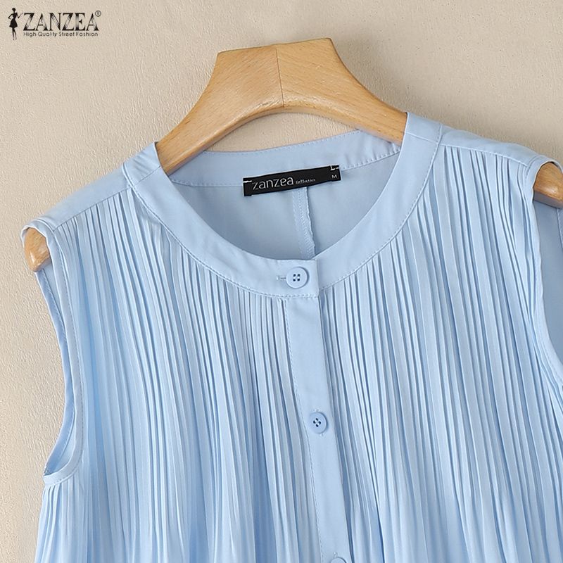 ZANZEA Women Casual Round Neck Loose Sleeveless Tank Tops